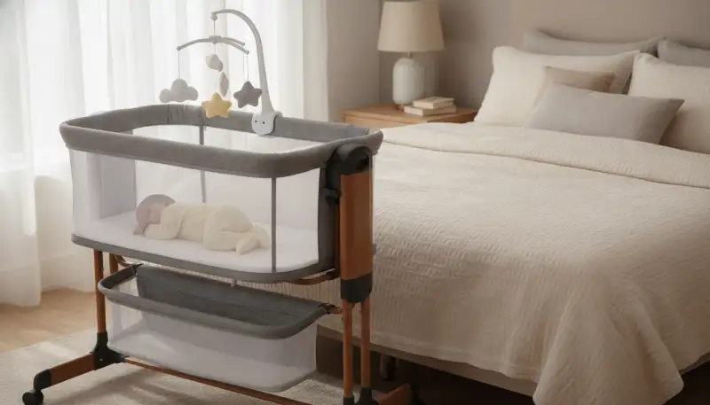 Flexible Nähe: Beistellbett mit Rollen