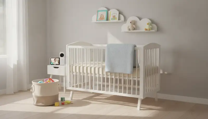 Ordnung im Kinderzimmer: Babybett mit Stauraum
