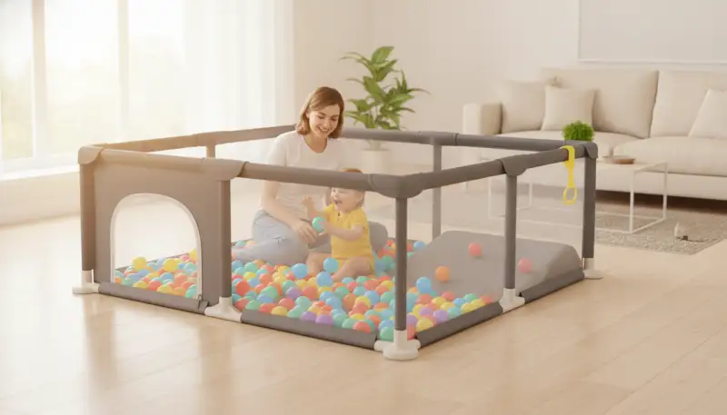 Sichere Spieloase: Metall-Laufgitter für Ihr Baby