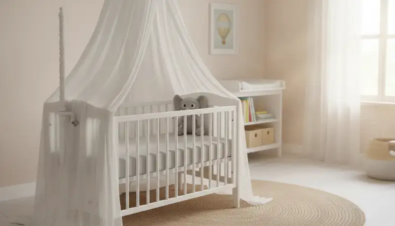 Stabile Befestigung: Die Himmelstange fürs Babybett